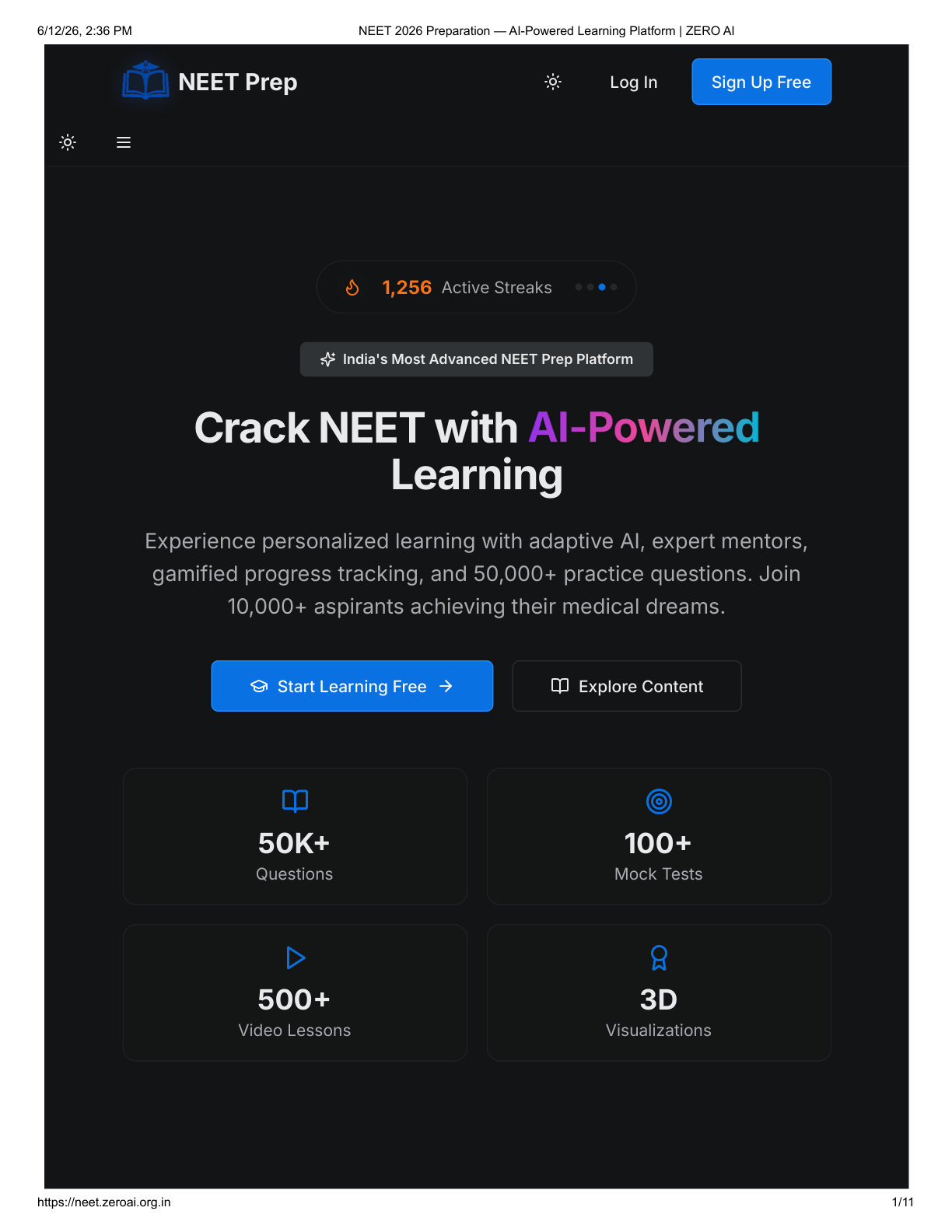 NEET 2026 Preparation Platform